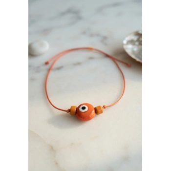 Handmade Bohem Turuncu Nazar Kolye