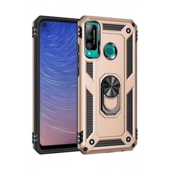 Huawei P40 Lite Uyumlu E Kılıf Sofya Yüzüklü Silikon Kapak - Gold