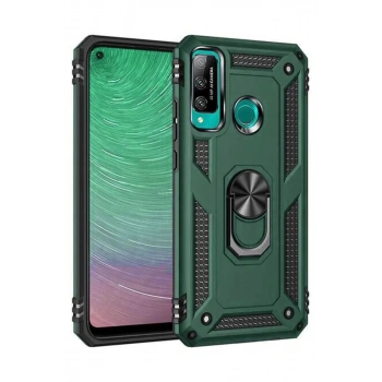 Huawei P40 Lite Uyumlu E Kılıf Sofya Yüzüklü Silikon Kapak - Yeşil