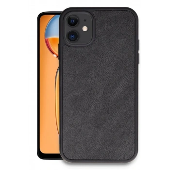 Apple iPhone 11 Kılıf Aras Deri Kapak - Siyah