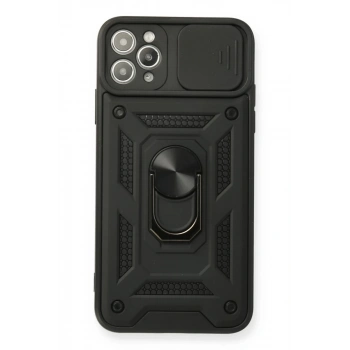 Apple iPhone 11 Pro Kılıf Pars Lens Yüzüklü Silikon - Siyah