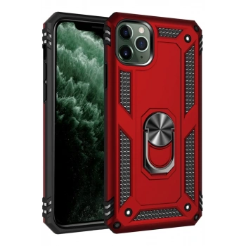 Apple iPhone 11 Pro Kılıf Sofya Yüzüklü Silikon Kapak - Kırmızı
