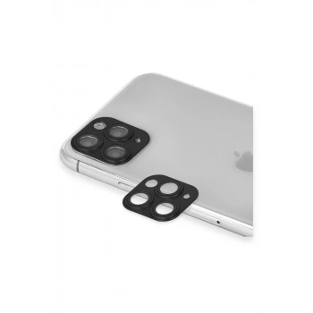 Apple iPhone 11 Pro Max Pers Alüminyum Kamera Lens - Siyah