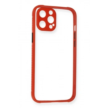 Apple iPhone 12 Kılıf Miami Şeffaf Silikon - Kırmızı