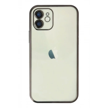 Apple iPhone 12 Kılıf Lensli Silikon - Siyah