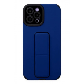 Apple iPhone 12 Pro Max Kılıf Mega Standlı Silikon - Mavi