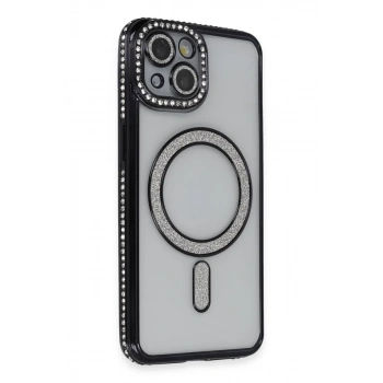 Apple iPhone 13 Kılıf Joke Simli Magneticsafe Kılıf - Siyah