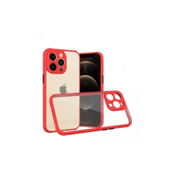 Apple iPhone 13 Pro Kılıf Miami Şeffaf Silikon - Kırmızı