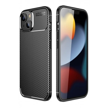 Apple iPhone 14 Plus Kılıf Auto Focus Karbon Kapak - Siyah