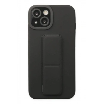 Apple iPhone 14 Plus Kılıf Mega Standlı Silikon - Siyah