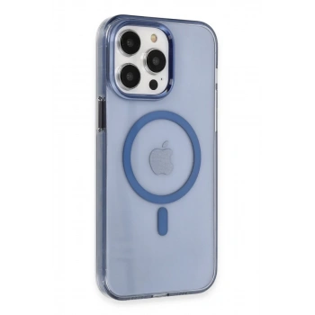 Apple iPhone 14 Pro Max Kılıf Tron Şeffaf Magsafe Kapak - Mavi