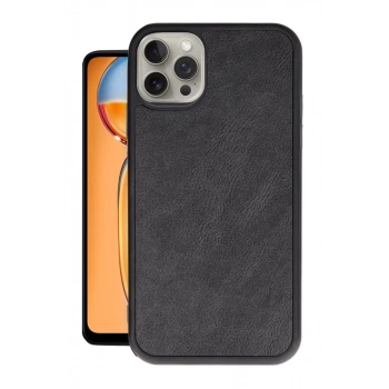 Apple iPhone 15 Pro Max Kılıf Aras Deri Kapak - Siyah