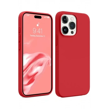 Apple iPhone 15 Pro Max Kılıf First Silikon - Kırmızı