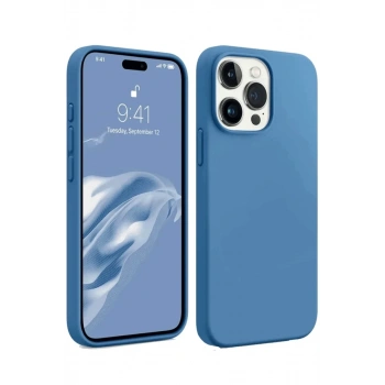 Apple iPhone 15 Pro Max Kılıf First Silikon - Mavi