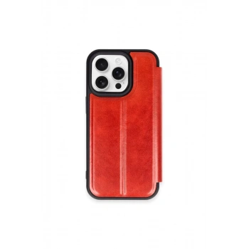 Apple iPhone 15 Pro Max Kılıf Flip Cover - Kırmızı