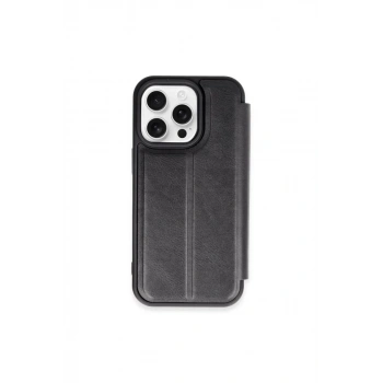 Apple iPhone 15 Pro Max Kılıf Flip Cover - Siyah