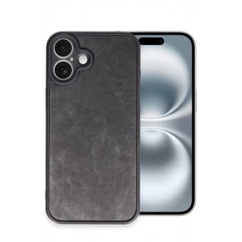 Apple iPhone 16 Plus Kılıf Aras Deri Kapak - Siyah