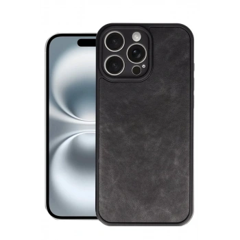 Apple iPhone 16 Pro Kılıf Aras Deri Kapak - Siyah