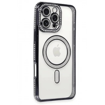 Apple iPhone 16 Pro Kılıf Joke Simli Magneticsafe Kılıf - Siyah