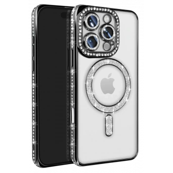 Apple iPhone 16 Pro Max Kılıf Joke Simli Magneticsafe Kılıf - Siyah