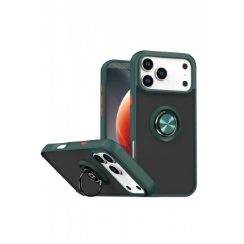 Apple iPhone 17 Pro Max Montreal Yüzüklü Silikon Kapak - Yeşil