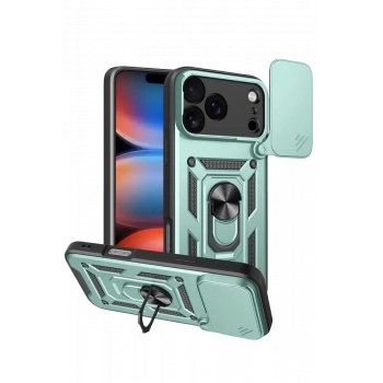 Apple iPhone 17 Pro Max Pars Lens Yüzüklü Silikon - Yeşil