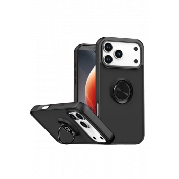 Apple iPhone 17 Pro Montreal Yüzüklü Silikon Kapak - Siyah