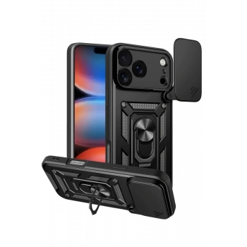 Apple iPhone 17 Pro Pars Lens Yüzüklü Silikon - Siyah