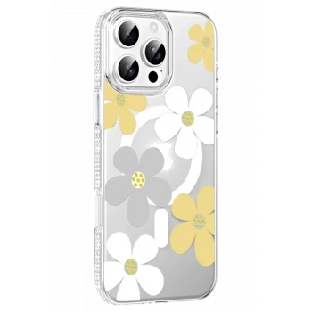 Joko Apple iPhone 16 Pro Max Uyumlu Floral Magsafe Kapak - Sarı