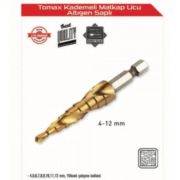 Kademeli Matkap Ucu 4-12 Mm Arası - Altıgen Saplı