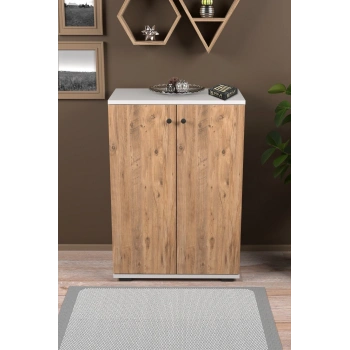 Kapaklı Ayakkabılık Çam Beyaz 86 cm