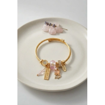Kedili Model Pembe Charmlı Bileklik