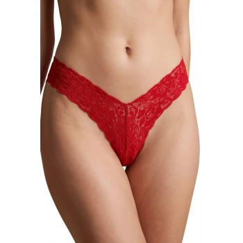Kırmızı Çiçek Desenli Dantel String Külot TM1526