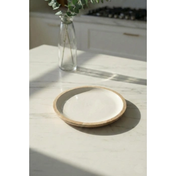 Mango Agacı Pasta Tabağı & Sunum Tabağı 20 Cm Krem