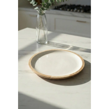Mango Agacı Servis Tabağı & Sunum Tabağı 25 Cm Krem
