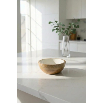 Mango Agacı Sunum Servis Kasesi & Dekoratif Kase 20 Cm Krem