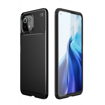 Xiaomi Mİ 11 Lite Kılıf Auto Focus Karbon Kapak - Siyah