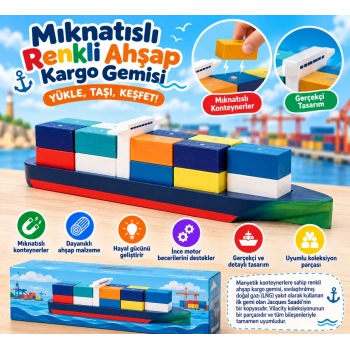 Mıknatıslı Renkli Ahşap Kargo Gemisi