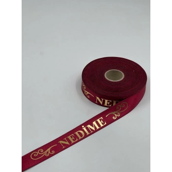 Nedime Baskılı Kol Kurdelesi - Kırmızı - 50 METRE