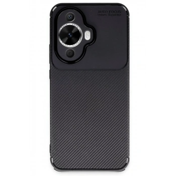 Huawei Nova 12S Kılıf Auto Focus Karbon Kapak - Siyah