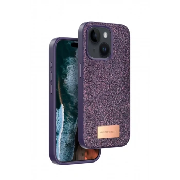 Onegif Apple iPhone 15 Uyumlu Bright Simli Kapak - Derin Mor