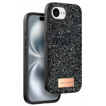 Onegif Apple iPhone 16E Uyumlu Bright Simli Kapak - Siyah