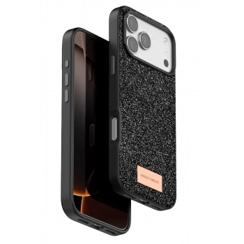 Onegif Apple iPhone 17 Pro Uyumlu Bright Simli Kapak - Siyah