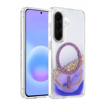Onegif Samsung Galaxy A56 Lotus Simli Magsafe Kapak - Mor