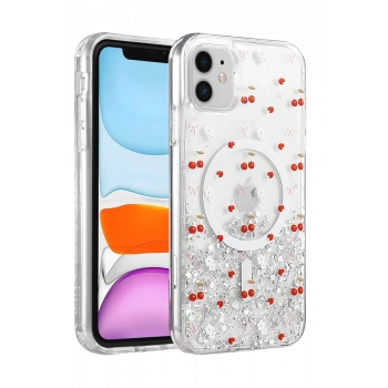 Onegif Apple iPhone 11 Misk Simli Magsafe Kapak - Desen 5
