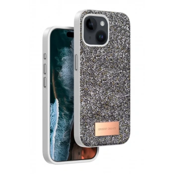 Onegif Apple iPhone 15 Bright Simli Kapak - Gümüş
