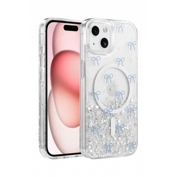 Onegif Apple iPhone 15 Misk Simli Magsafe Kapak - Desen 3