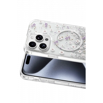 Onegif Apple iPhone 15 Pro Max Misk Simli Magsafe Kapak - Desen 2