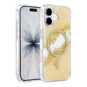 Onegif Apple iPhone 17 Lotus Simli Magsafe Kapak - Gümüş