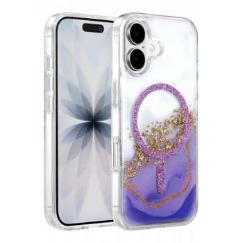 Onegif Apple iPhone 17 Lotus Simli Magsafe Kapak - Mor